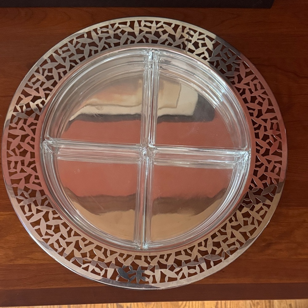 ALESSI cactus serving tray with hors d'ouevre dividers by M Santoni
